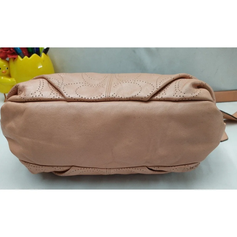 Coach Signature Petal Pink Leather Zipper Closure Crossbody Bag